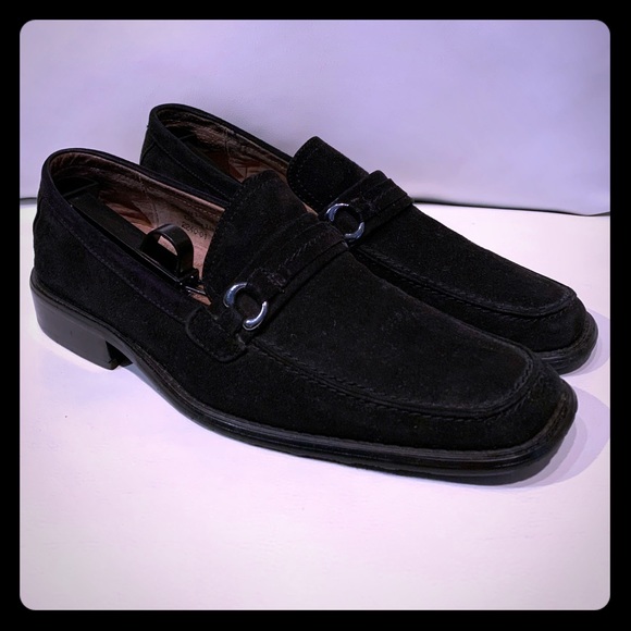 Fratelli Black Suede Leather Slip-On Loafers